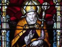 A detail from a stained-glass window depicting St. Alphonsus Liguori in Carlow Cathedral, Ireland.